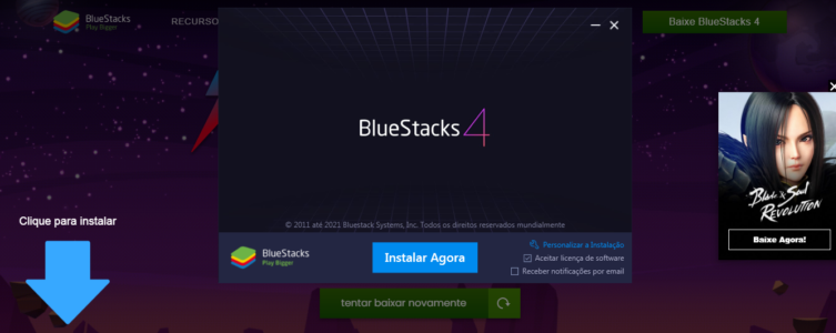 Instalando Blue Stacks